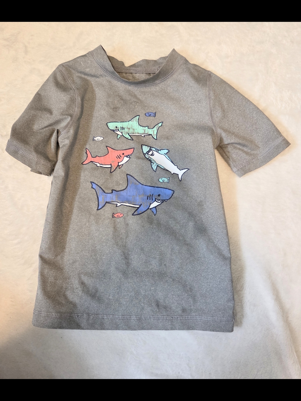 Cat & Jack Gray Kids Short Sleeve Tee Rash Guard 3T UPF 50+